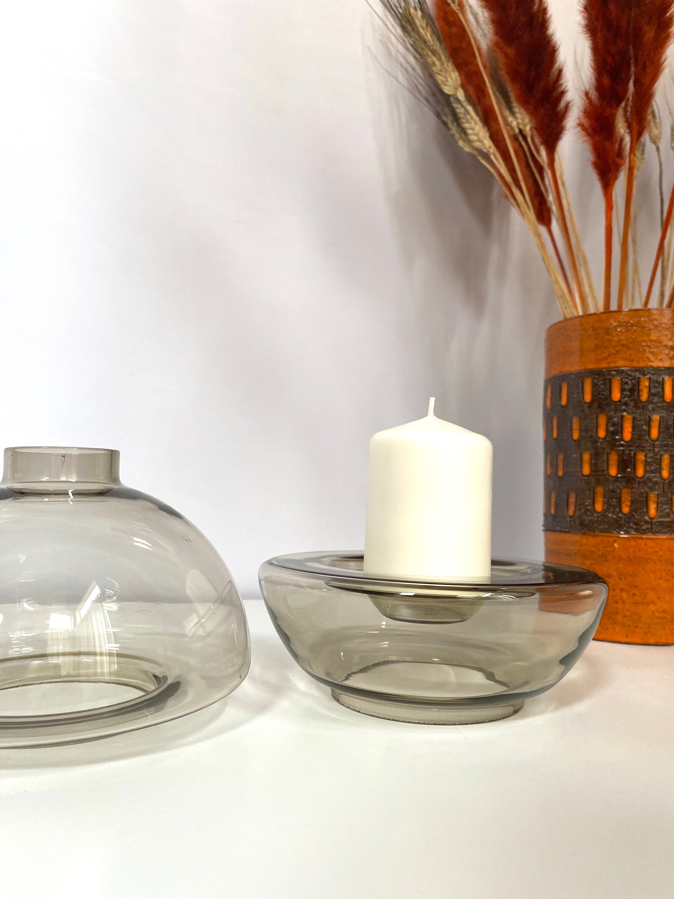 Vintage Dansk Glass Hurricane Lamp Candle Holder MCM Dansk Etsy