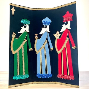 Large Vintage MCM Three Kings Wise Men Wall Hanging/Table Display image 1