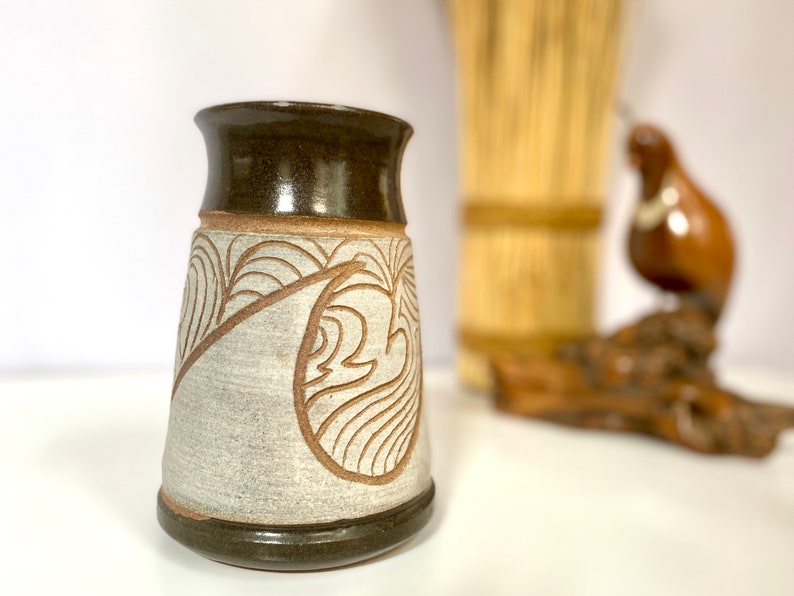 vase de poterie studio vintage Vase en poterie en grès des années 1970 Vase rétro en grès céramique Faïence des années 1970 image 10