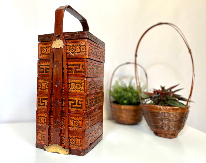 Antique Chinese Wedding Basket Stacking Asian Wedding Basket Etsy
