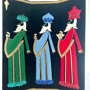 Large Vintage MCM Three Kings Wise Men Wall Hanging/Table Display image 2