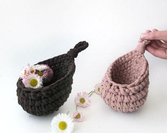 Set of two wall hanging basket. Small storage hampers. Key holders for wall