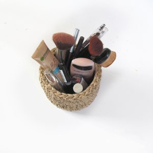 Cotton rope basket. Makeup brush holder. Pen and pencil holder. image 2