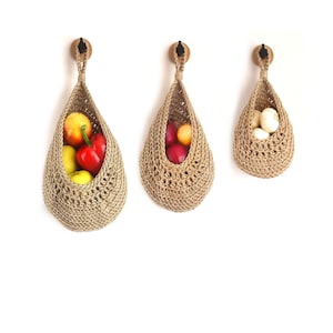 Fruits basket, jute hanging fruit basket, wall baskets set, kitchen storage and organization idea, potato onion storage, farmhouse kitchen image 1