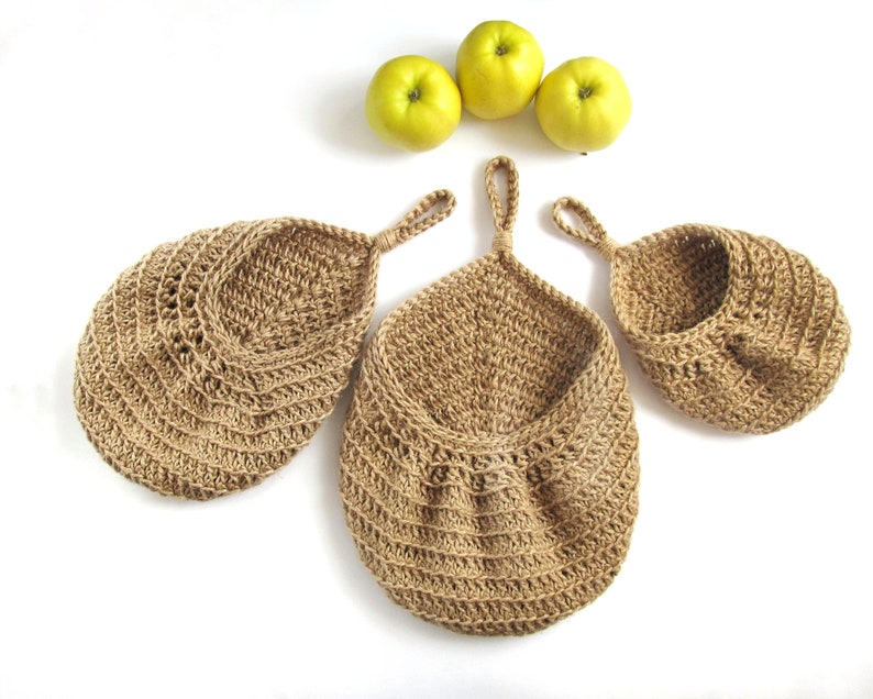 Fruits basket, jute hanging fruit basket, wall baskets set, kitchen storage and organization idea, potato onion storage, farmhouse kitchen image 4