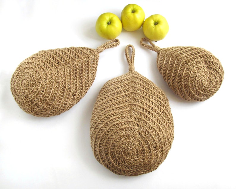 Fruits basket, jute hanging fruit basket, wall baskets set, kitchen storage and organization idea, potato onion storage, farmhouse kitchen image 5