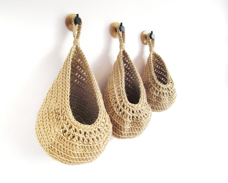 Fruits basket, jute hanging fruit basket, wall baskets set, kitchen storage and organization idea, potato onion storage, farmhouse kitchen image 3