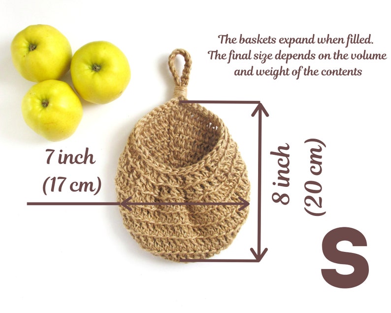 Fruits basket, jute hanging fruit basket, wall baskets set, kitchen storage and organization idea, potato onion storage, farmhouse kitchen image 8