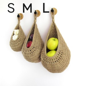 Fruits basket, jute hanging fruit basket, wall baskets set, kitchen storage and organization idea, potato onion storage, farmhouse kitchen image 2