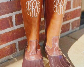 monogrammed boots wide calf