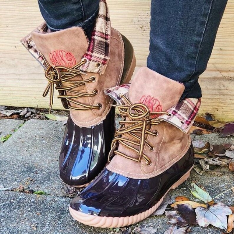 monogram duck boots womens
