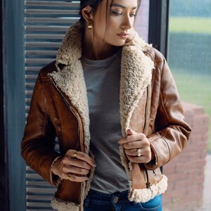 Faux sheepskin aviator jacket Clearance