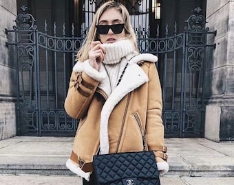 shearling suede jacket womens