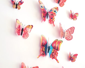 24 pcs Assorted 3D Butterflies Decals Wall Stickers Party DIY Favors  Decorations
