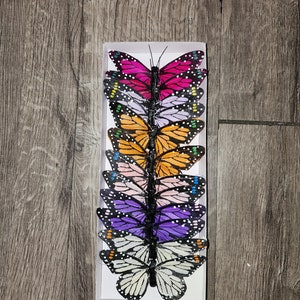 12 pcs Assorted colors artificial butterfly monarch butterfly for wedding decorations for Crafts Butterfly Floral SuppliesButterflyDIYCrafts