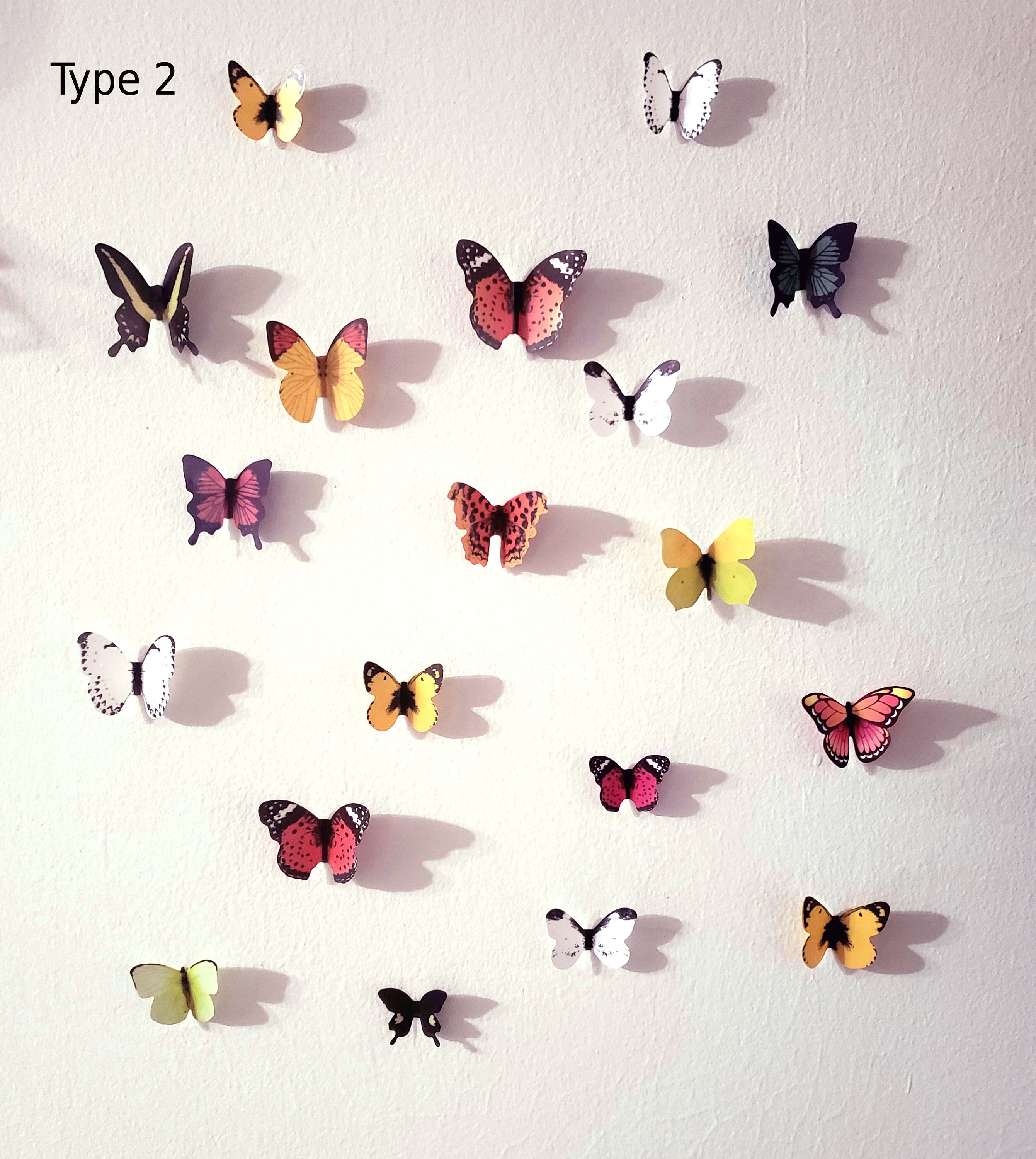 EXIU 12pcs 3D Papillon Autocollants de Mur Papillons DIY Art Chambre  Ornement Papier