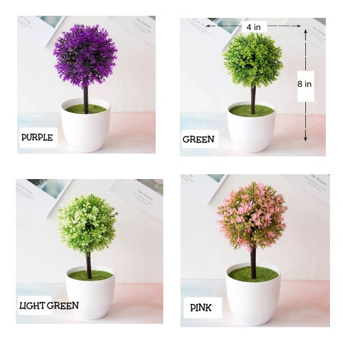 Type 4 Small Artificial Plants Small Fake Flower Potted Ornaments for Home Decoration Craft Plant Decorative