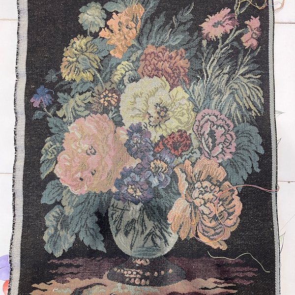 Vintage Floral Tapestry Made in Belgium circa 1980's