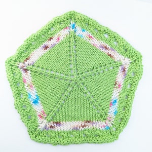 Hand Knit Cotton Dish Cloth: Sea Star Pentagon Dishrag