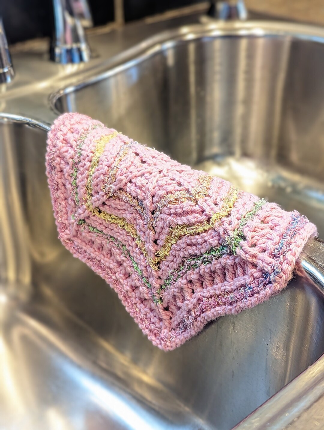 Star Scrubbie Dishcloth, Handknit Cotton Washcloth, Reusable Sponge