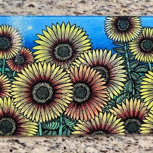Field of Sunflowers Tempered Glass Cutting Board