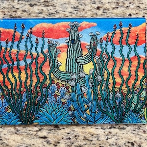 Arizona Desert Cactus Landscape Tempered Glass Cutting Board