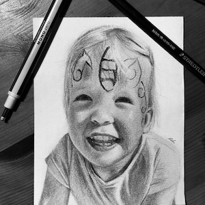 Miniature Hand Drawn Graphite Pencil Portraits