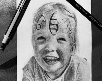 Miniature Hand Drawn Graphite Pencil Portraits