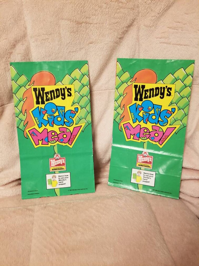 2 Wendy's Kids Meal Puppet Sacks 1991 - Etsy