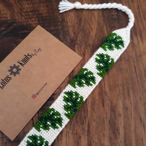 Tropical Palm Leaves Woven Friendship Bracelet, Green Plant Beach Bracelet Gift For Best Friend