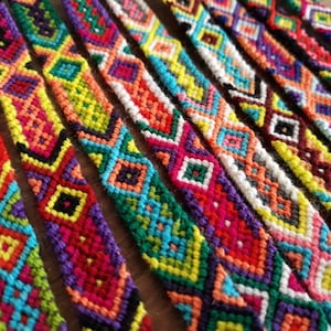 Neon Friendship Bracelet Woven for Her, Him, Handcrafted Mexican Style Vivid Color Bracelet for Girl, Kids, Men