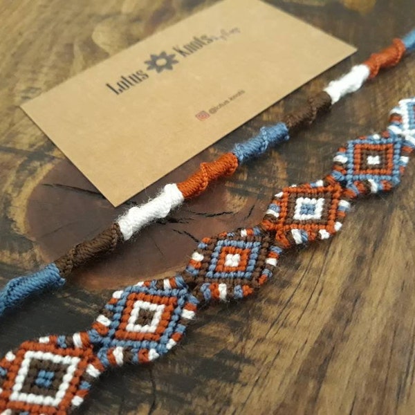 Set of 2 Handwoven Ethnic Tribal Friendship Bracelet with Boho Colors