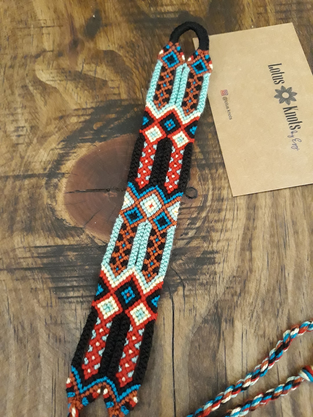 Double Aztec Bracelet Woven, Wide Tribal Bracelet for Best Friends