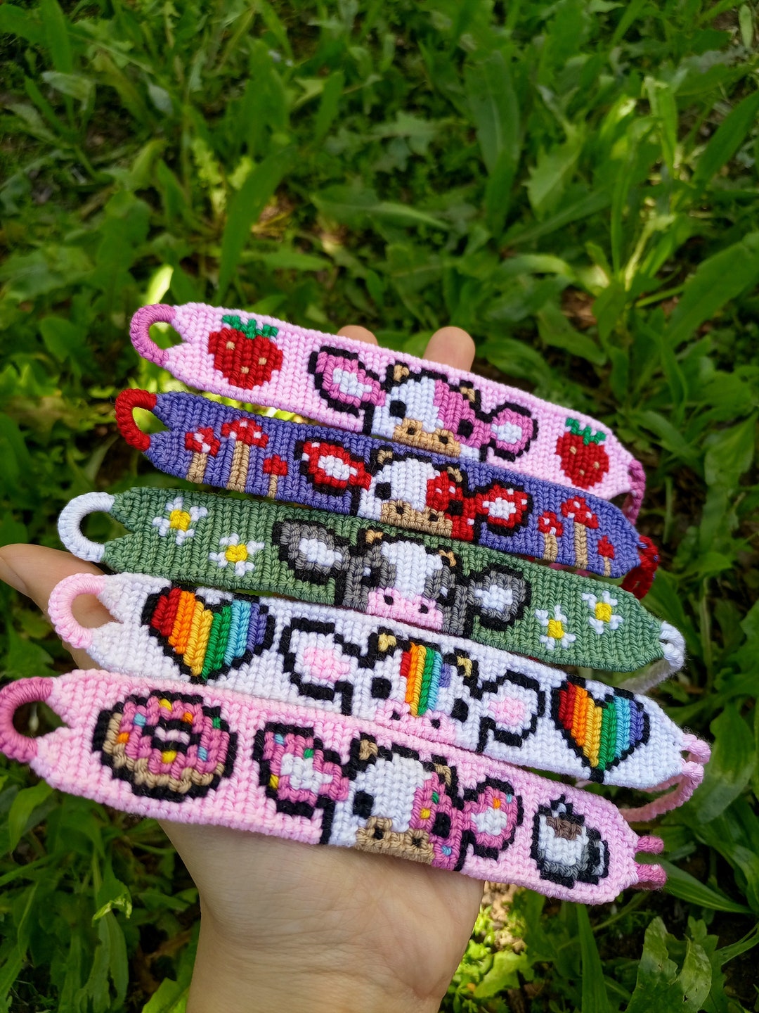 Handcrafted Cow Friendship Bracelets Woven for Her, Him Vsco Girl  Strawberry Bracelet Cottogecore Jewelry