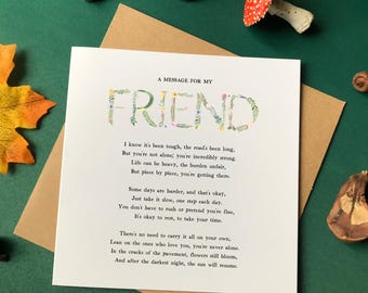 Tough Times Card, Supportive Friend, Friends Always, Colleague Card, Best Friend Card, Depression Card, positivity card