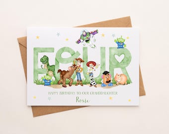 Toy Story Birthday Card fourth Birthday Card Toy Story Any Name Any Relation Personalised Toy Story Card