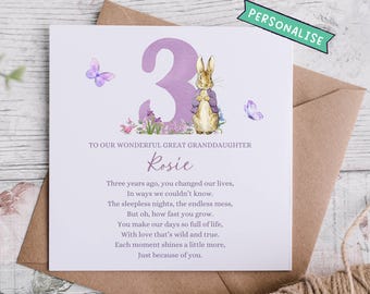 Granddaughter 3rd Birthday Personalised Ballerina Card, Granddaughter Third Birthday Card, Granddaughter Is 3 Card, Glitter Effect Three - Ireland
