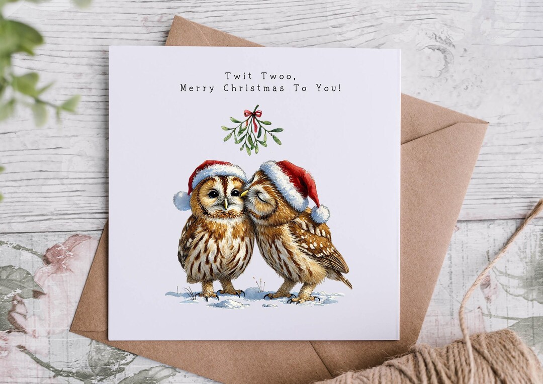 Owl Christmas Card, Owl Personalised Christmas Card - Etsy UK