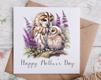 Owl Mothers day Card, Card for Mum, Card for Mother, Happy Mothers day Card, Cute Mothers Day Card