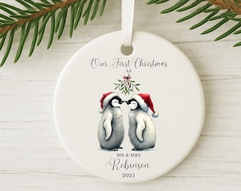 First Christmas as Mr & Mrs Decoration First Christmas Married Keepsake Bauble Gift Ceramic Ornament Married First Christmas Decoration