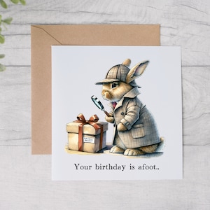 A5 Funny Rabbit Birthday Card Unique Watercolour Painting Personalised ...