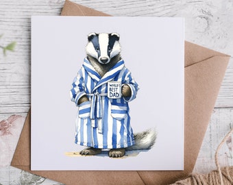 Badger Illustration Fathers day Card, Card for Dad, Card for Father, Happy Fathers day Card, Cute Fathers Day Card, Grandad Fathers Day
