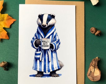 Badger Illustration Husband Card, Card for Husband, Husband Anniversary Card