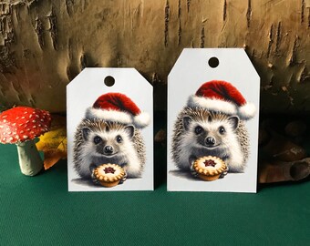 5 x Christmas Gift Tags, Christmas Hedgehog Gift Tag, Christmas Gift Tag set, 5 x Gift Tag set