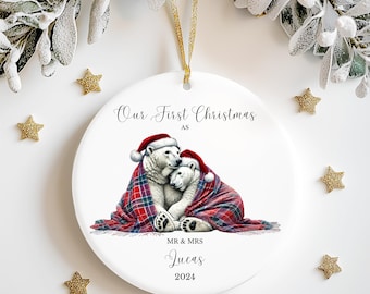 First Christmas as Mr & Mrs Decoration First Christmas Married Keepsake Bauble Gift Ceramic Ornament Married First Christmas Decoration