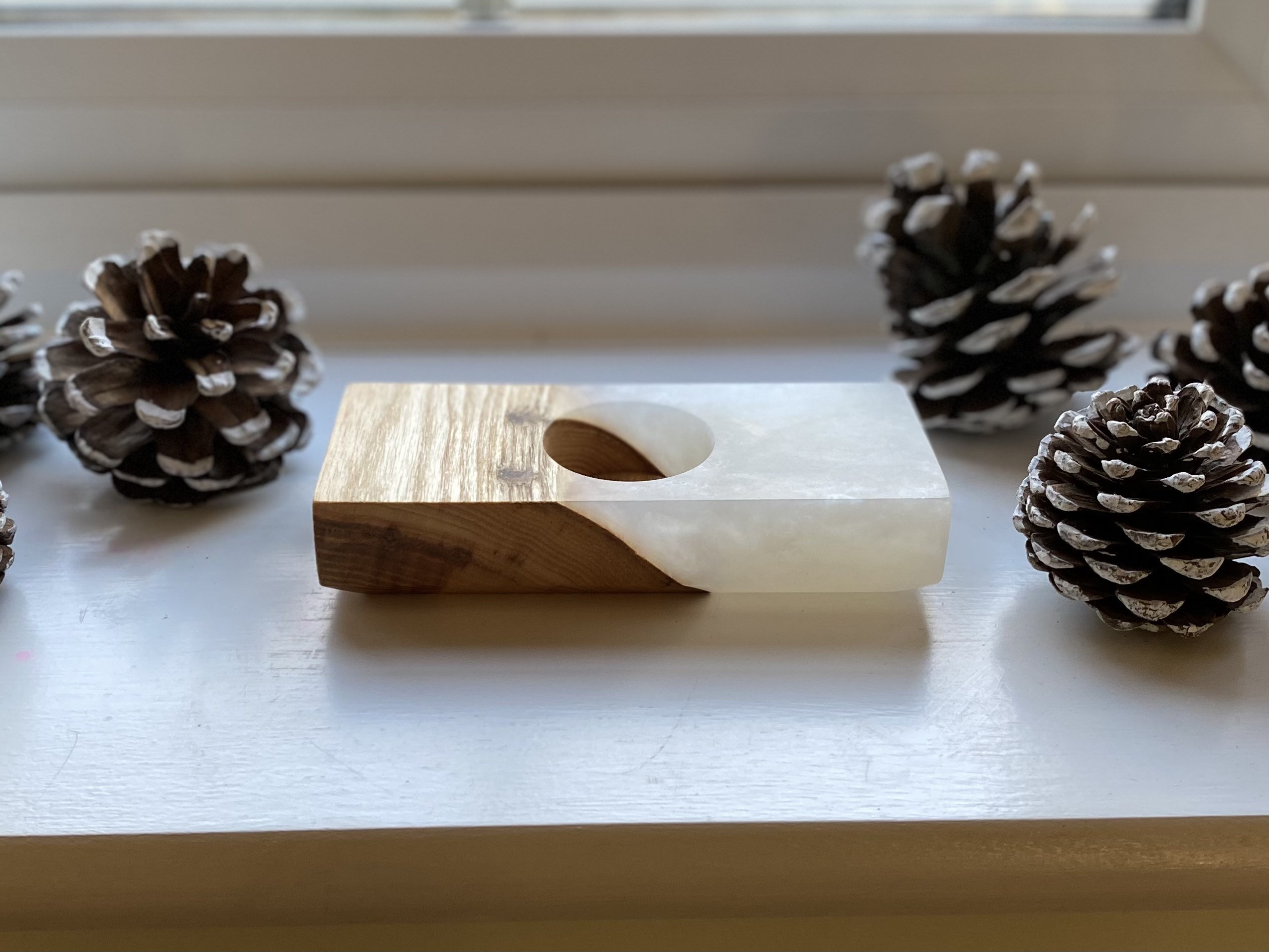 Wood and epoxy candle holders Etsy