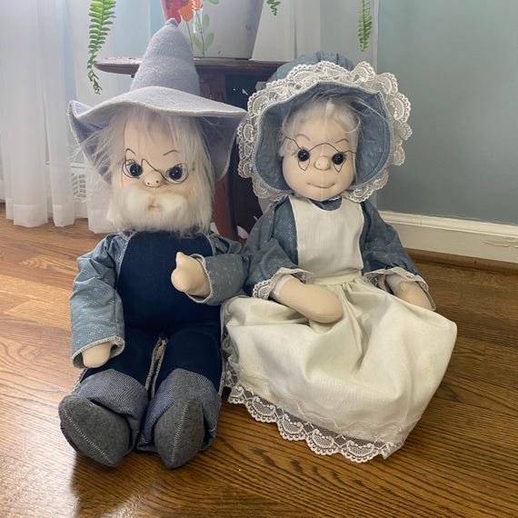 Vintage Handmade Hillbilly Couple Country Dolls Grandpa & Grandma