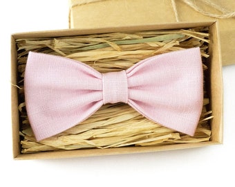 Light pink color pre-tied wedding bow ties for groomsman and ring bearer boys gift / Wedding necktie for groom