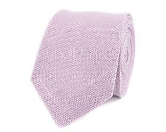 Pale purple color linen skinny slim or standard necktie for man / Groomsmen tie