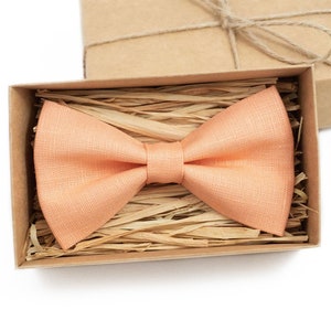 Peach Color Pre-tied Linen Men's Bow Ties Available With - Etsy